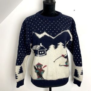 Woolrich Vintage 100% Wool Ski Bear Mountain Lodge Sweater 😍